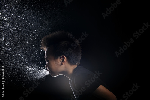 Photography Kid of sneezing, coughing, shocking food concept