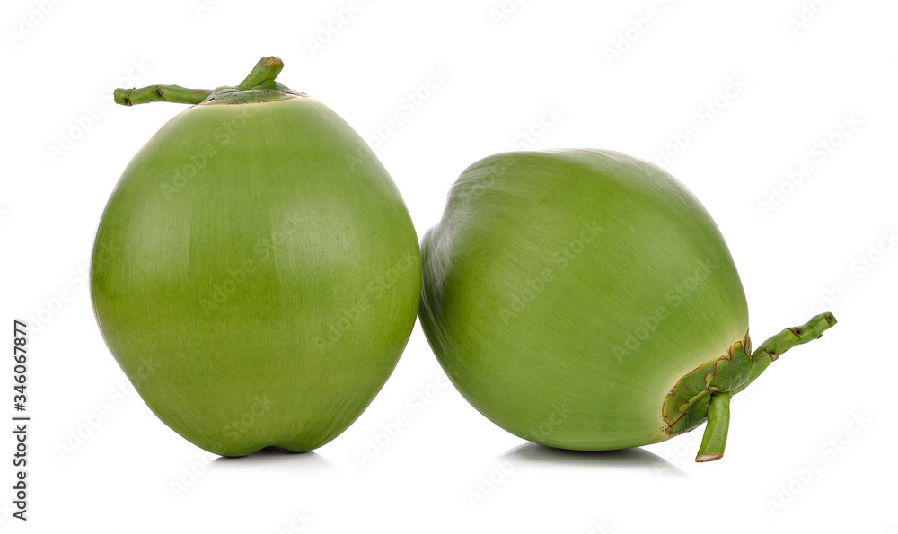 Green coconut fruit isolated on white background Green coconut fruit isolated on white background