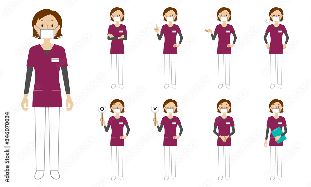 Healthcare worker (radiologist) character set in 9 poses isolated vector illustartion Healthcare worker (radiologist) character set in 9 poses isolated vector illustartion