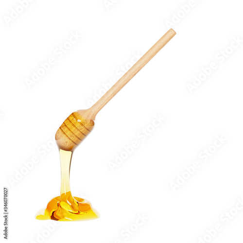 honey dripping isolated on a white background 3D render