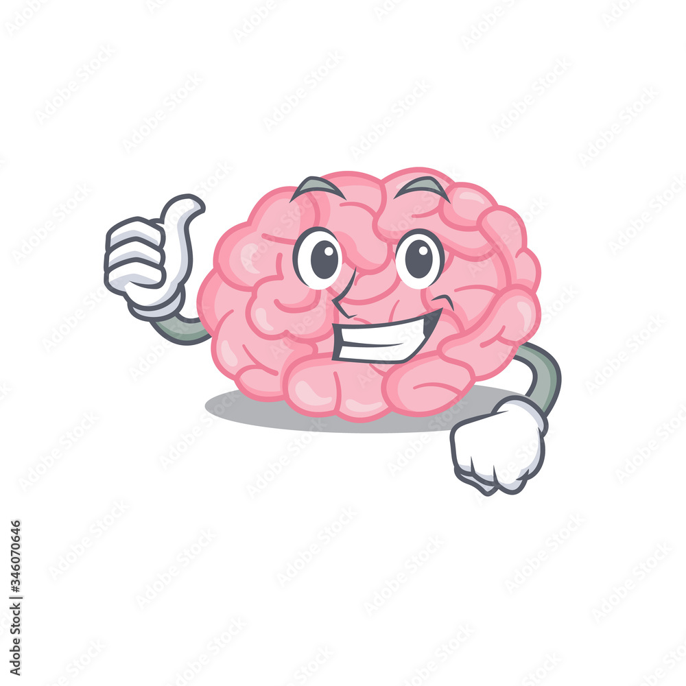 Human brain cartoon character design making OK gesture Human brain cartoon character design making OK gesture