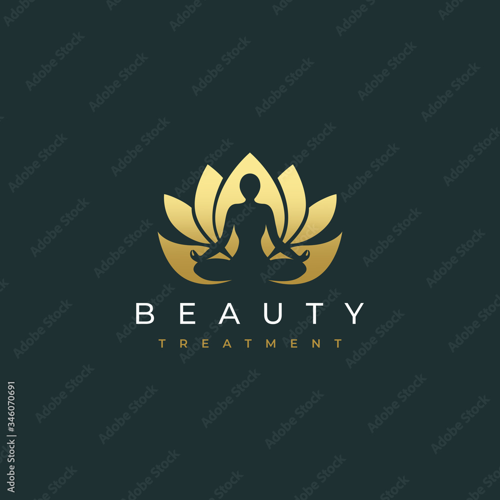 lotus flower yoga spa logo - obrazy, fototapety, plakaty 