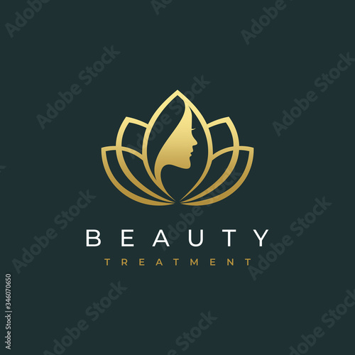 lotus flower beauty salon and hair treatment logo