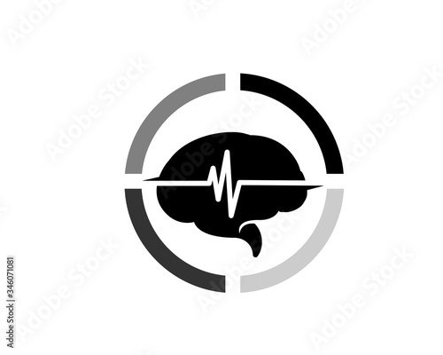 Circle brain pulse health detection logo design inspiration