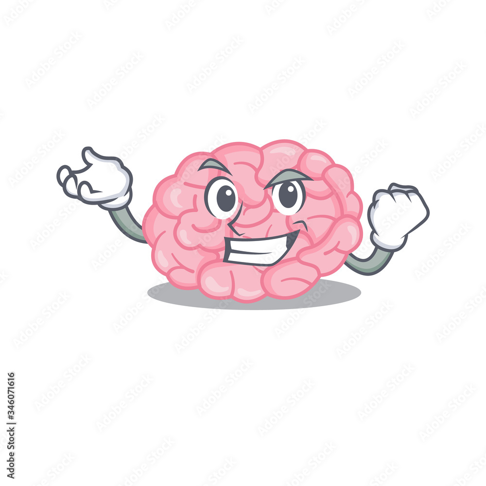 A dazzling human brain mascot design concept with happy face