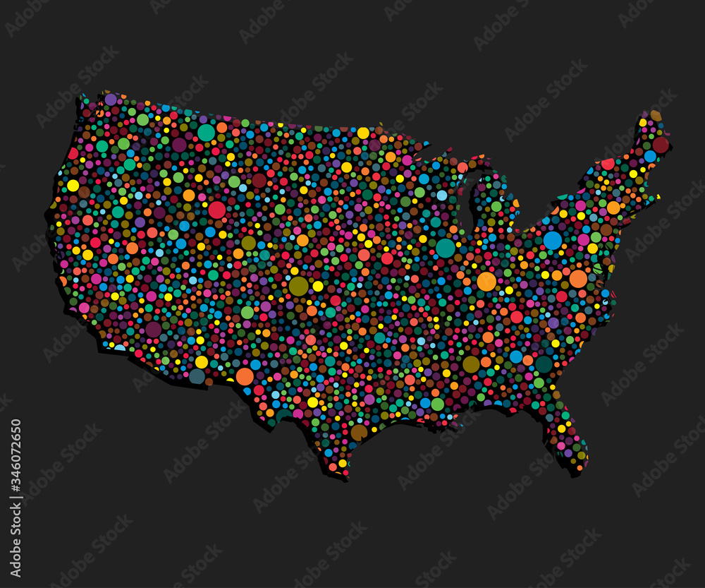 USA country vector map America with creative dots