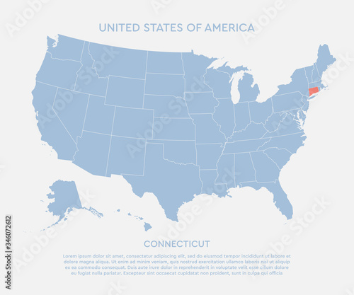 United states of America state Connecticut USA map