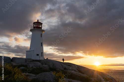 Beautiful Peggy's cove at sunset in Nova Scotia Canada © epkatsu
