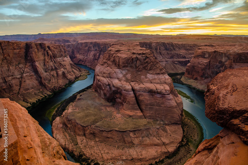 Beautiful sunset over Horseshoe Bend Canyon