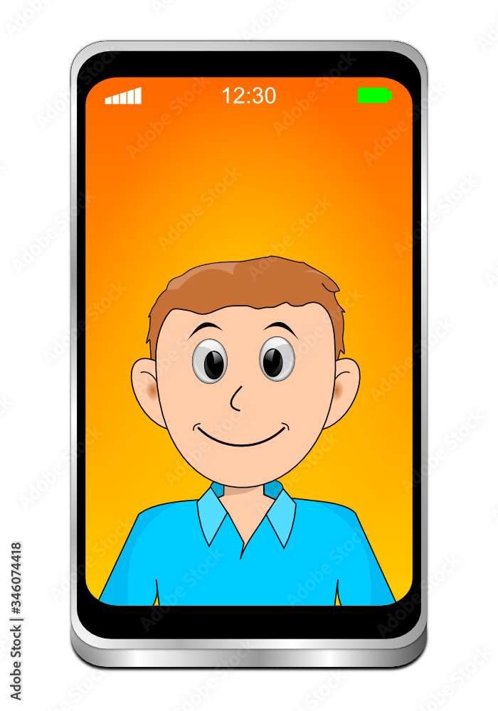 Young man using video chat on Smartphone - 3D illustration Young man using video chat on Smartphone - 3D illustration