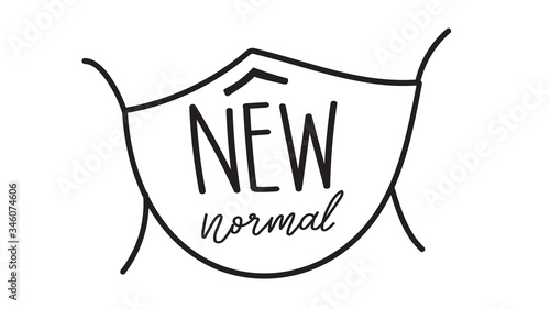 New normal vector. After COVID-19 pandemic concept. New normal hand lettering. Social distancing and safe life from coronavirus. Vector illustration.