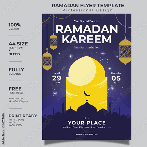 Ramadan Kareem Ifter Party Invitation Flyer Template Design