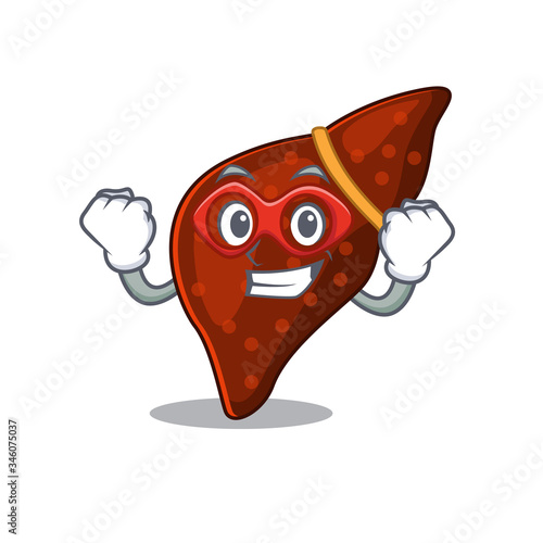 A cartoon character of human cirrhosis liver performed as a Super hero