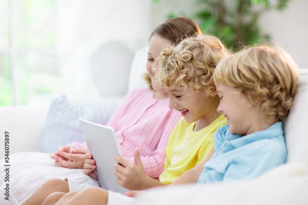 Kids with mobile phone. Child with tablet computer Kids with mobile phone. Child with tablet computer