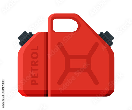 Oil Fuel Jerrycan, Red Plastic Canister for Gasoline Vector Illustration