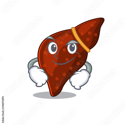 A mascot design of human cirrhosis liver having confident gesture