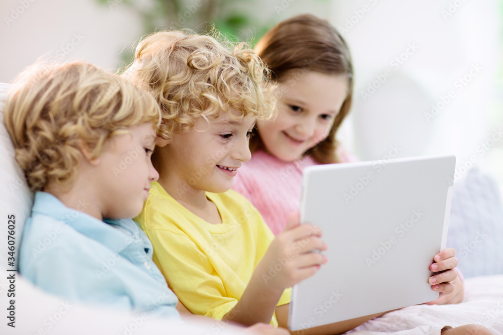 Kids with mobile phone. Child with tablet computer Kids with mobile phone. Child with tablet computer