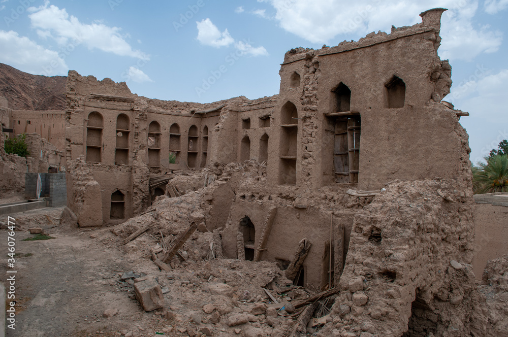 old houses ruins in Izki, Nizwa, Oman