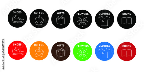 Vector icons for shops. For design and web sites
