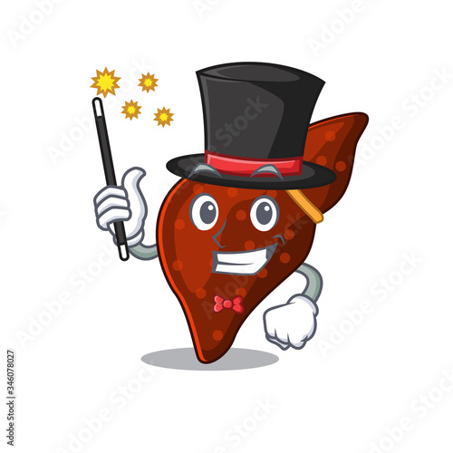 An attractive Magician of human cirrhosis liver cartoon design