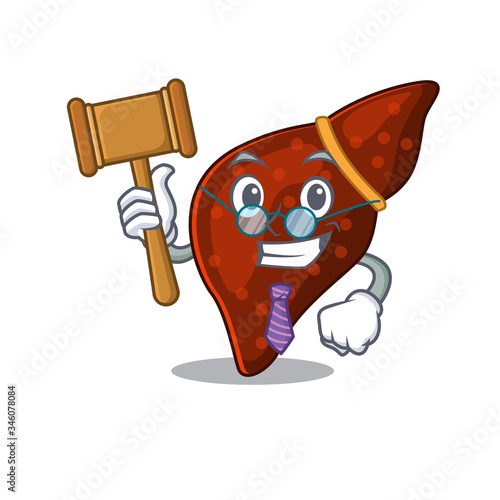 A humble judge of human cirrhosis liver cartoon character design wearing glasses
