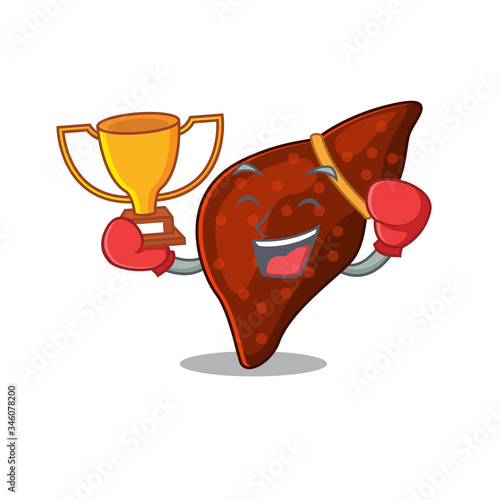 An elegant boxing winner of human cirrhosis liver mascot design style