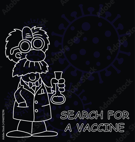 Scientist searching for a vaccine to combat the worldwide pandemic isolated on black background