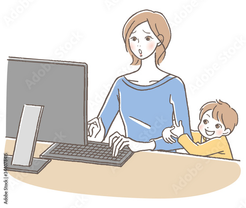 PC　子供と母親