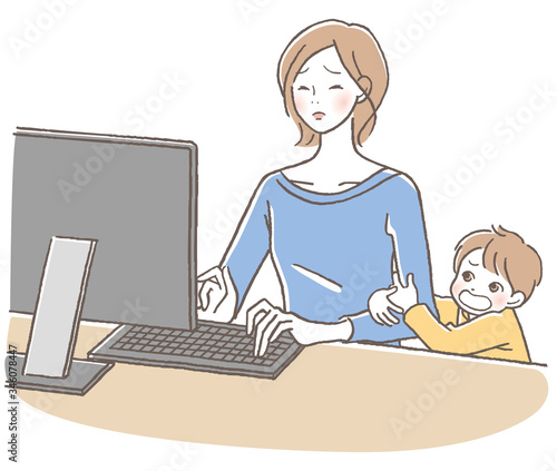 PC　子供と母親