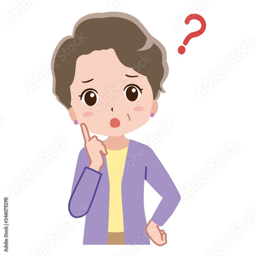 考えるおばあちゃんのイラスト