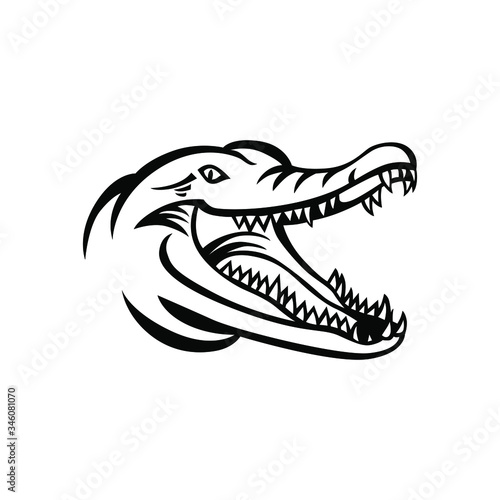 Crocodile head logo vector mascot design © barnawi