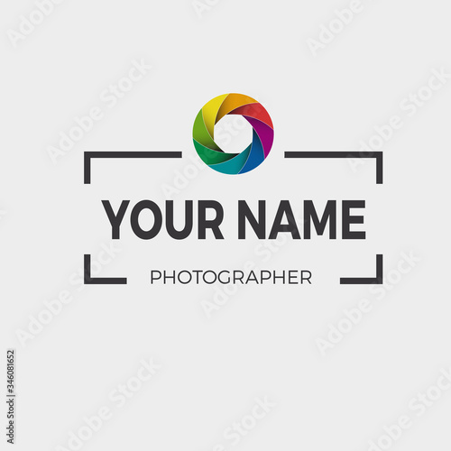Vector logo photographer, colorful diaphragm of the lens.