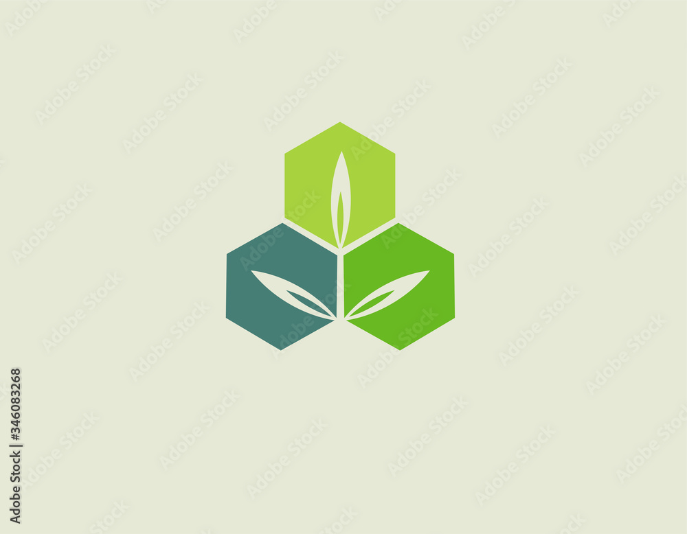 Abstract geometric green logo icon three elements image of a plant for your company Abstract geometric green logo icon three elements image of a plant for your company
