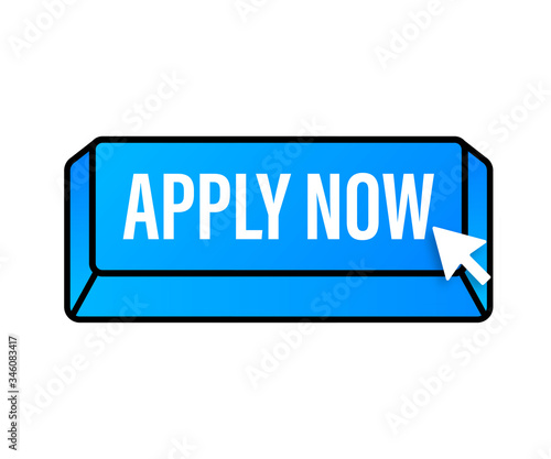 Apply now. Web banner. Arrow, cursor icon. Arrow vector icon. Hand click. Vector stock illustration.