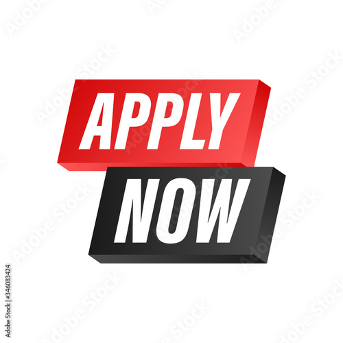 Apply now. Web banner. Arrow, cursor icon. Arrow vector icon. Hand click. Vector stock illustration.