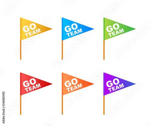 Go Team Triangle Banner. Go team in cartoon style. Vector stock illustration.