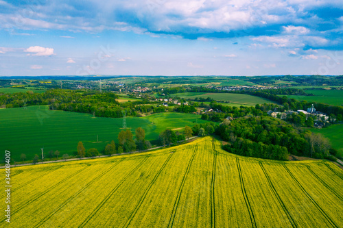 Aerial view of green agriculture field in Jura region  Silesian Voivodeship. Poland.