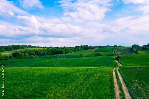 Aerial view of green agriculture field in Jura region  Silesian Voivodeship. Poland.