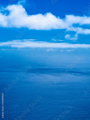 空撮 青空と雲と大海原