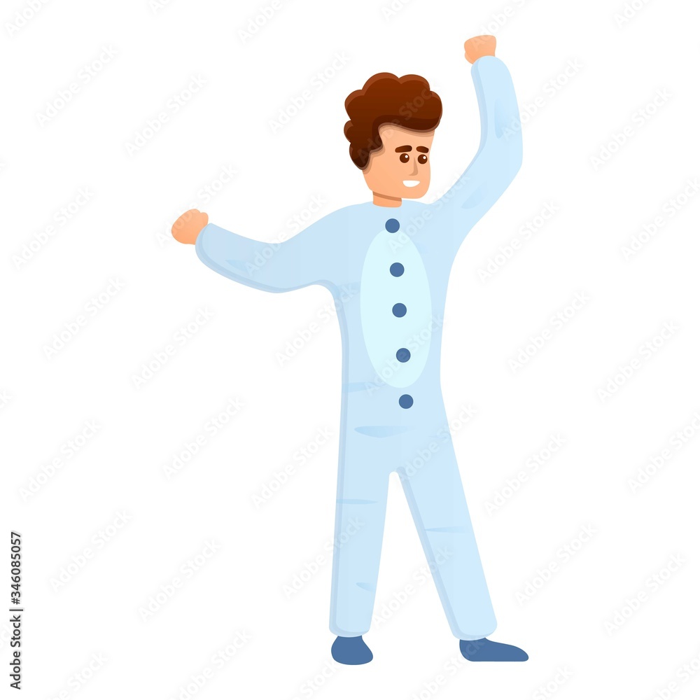 Happy boy in pajama icon. Cartoon of happy boy in pajama vector icon for web design isolated on white background Happy boy in pajama icon. Cartoon of happy boy in pajama vector icon for web design isolated on white background
