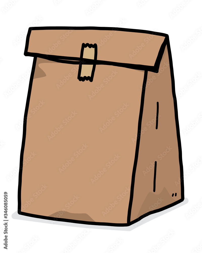 brown paper bag / cartoon vector and illustration, isolated on white  background Stock Vector | Adobe Stock