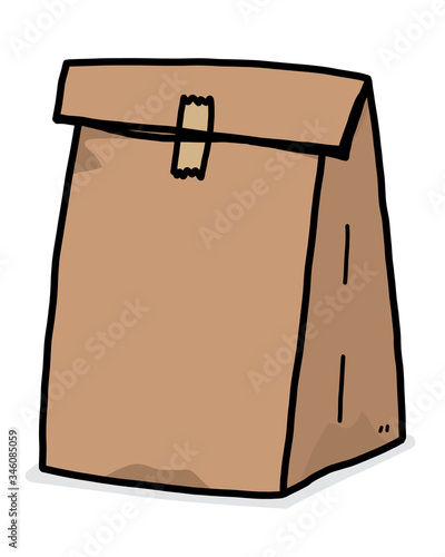 brown paper bag / cartoon vector and illustration, isolated on white background