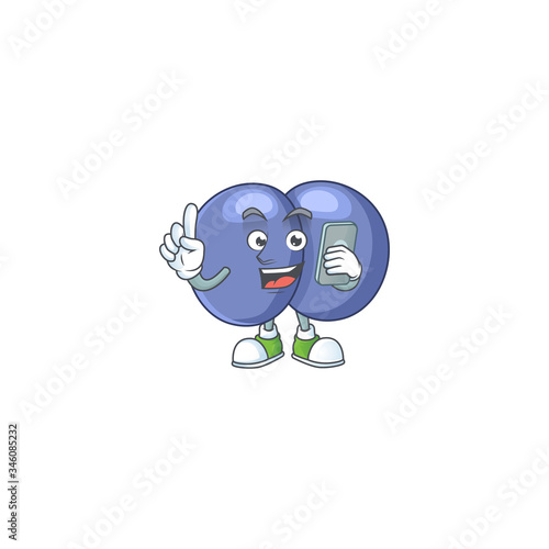 Cartoon design concept of streptococcus pneumoniae talking on phone