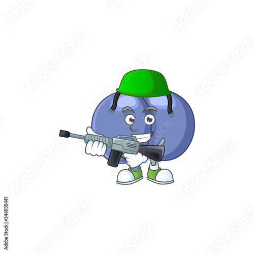 An elegant streptococcus pneumoniae Army mascot design style using automatic gun