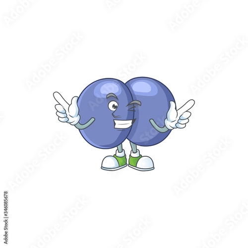 Cartoon character design concept of streptococcus pneumoniae cartoon design style with wink eye