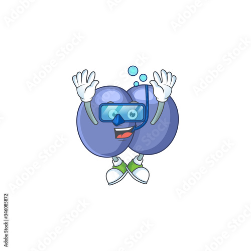 Mascot design concept of streptococcus pneumoniae wearing Diving glasses