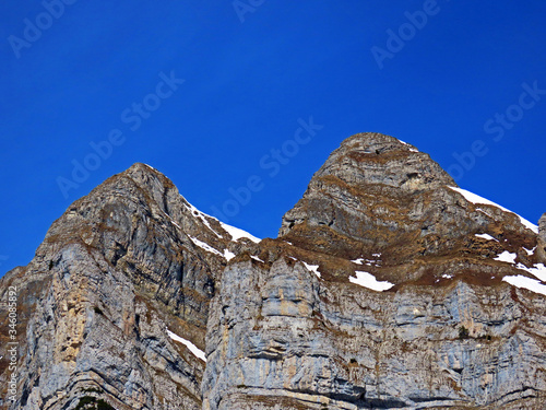 Alpine peak Schären (Schaeren or Scharen) in the Churfirsten mountain range, between the Obertoggenburg region and Lake Walensee, Walenstadtberg - Canton of St. Gallen, Switzerland (Schweiz) photo