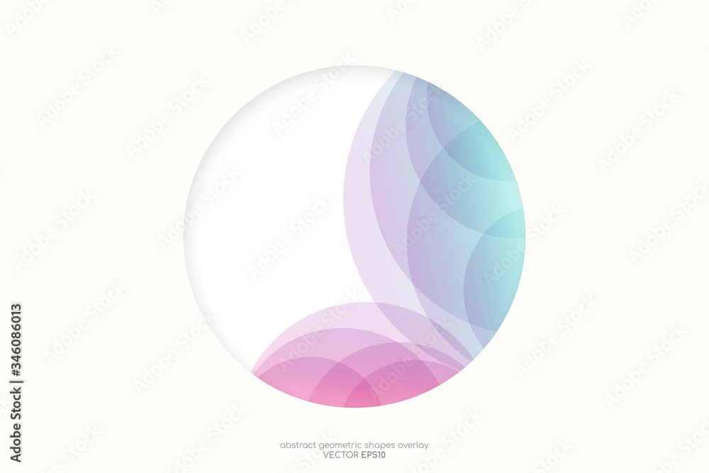 Circle shape frame paper cut above colorful transparent round shape overlay. Vector design for background, banner, presentation or card design. Circle shape frame paper cut above colorful transparent round shape overlay. Vector design for background, banner, presentation or card design.