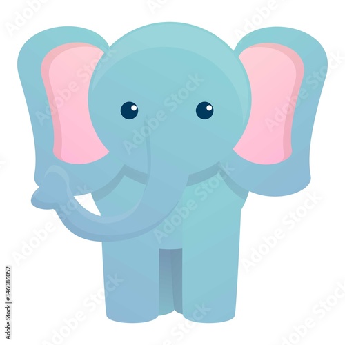 Front view elephant icon. Cartoon of front view elephant vector icon for web design isolated on white background