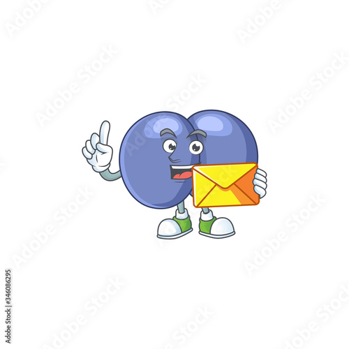 Cute face streptococcus pneumoniae mascot design bring brown envelope